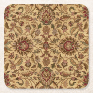 Gold Flowers Arabesque oriental tapastery Vierkante Kartonnen Onderzetter