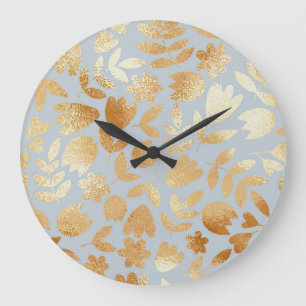 Gold flowers, blue background, foil imitation. grote klok