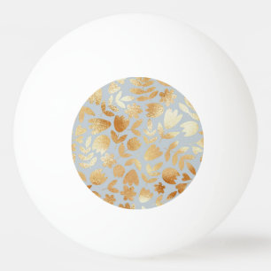 Gold flowers, blue background, foil imitation. pingpongballen