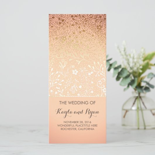 Gold Flowers  Blush Wedding Programma's (Staand voorkant)