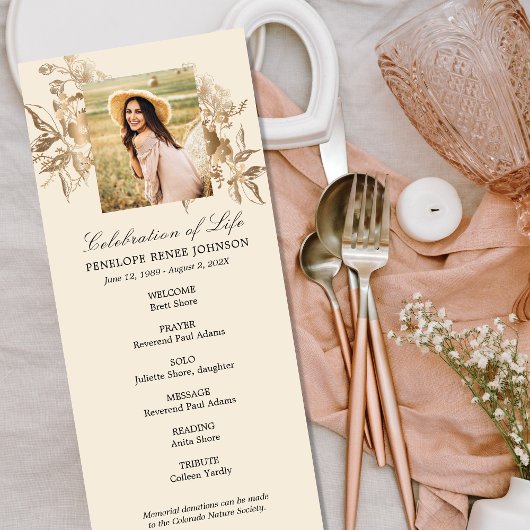 Gold Flowers Celebration of Life Programme Programma