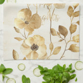 Gold Flowers Inspirational Happy Thoughts Theedoek (Gevouwen)