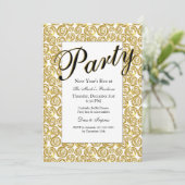 Gold Flowers Invitation Kaart (Staand voorkant)