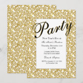 Gold Flowers Invitation Kaart (Voorkant / Achterkant)