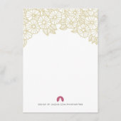 Gold Flowers op White Wedding Insert Kaart (Achterkant)