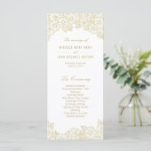 Gold Flowers op White Wedding Program Rack-Kaarten Programma (Staand voorkant)
