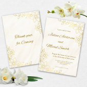 Gold Flowery Wedding invitation