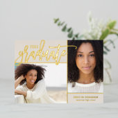 Gold Foil 2 Faire-part de graduation photo (Debout devant)