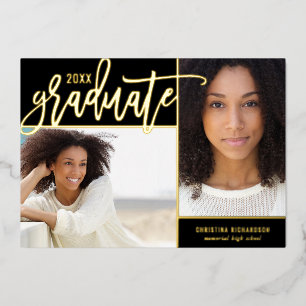 Gold Foil 2 Faire-part de graduation photo