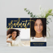 Gold Foil 2 Faire-part de graduation photo (Debout devant)