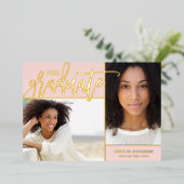 Gold Foil 2 Faire-part de graduation photo (Debout devant)