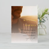 Gold Foil 2 Foto's Weddenschap Folie Uitnodiging (Staand Voorkant)