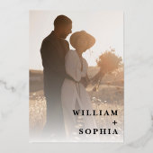 Gold Foil 2 Foto's Weddenschap Folie Uitnodiging (Achterkant)