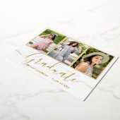 Gold Foil 3 Foto Afstuderen Announding Kaart (Gedraaid)