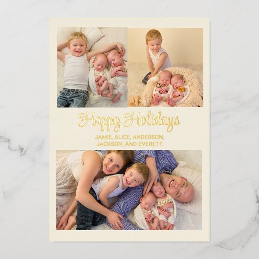 Gold Foil 3 Foto Prettige feestdagen (Voorkant)