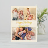 Gold Foil 3 Foto Prettige feestdagen (Staand Voorkant)