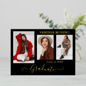 Gold Foil 3 Photo Moderne Calligraphie Carte BxW (Debout devant)