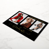 Gold Foil 3 Photo Moderne Calligraphie Carte BxW (Rotation)