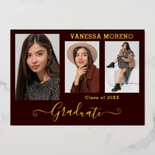 Gold Foil 3 Photo Moderne Calligraphie Carte Grad 