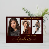 Gold Foil 3 Photo Moderne Calligraphie Carte Grad  (Debout devant)