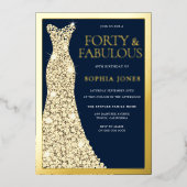 Gold Foil 40 & Fabulous 40ste verjaardagsfeestje Folie Uitnodiging (Voorkant)