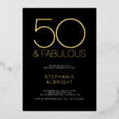 Gold Foil 50 and Fabulous 50th Birthday Party Folie Uitnodiging (Voorkant)