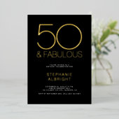 Gold Foil 50 and Fabulous 50th Birthday Party Folie Uitnodiging (Staand Voorkant)