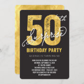 Gold Foil 50e Invitation de la fête d'anniversaire (Devant / Derrière)