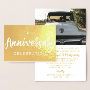 Gold Foil 50e Jubileum Party-uitnodigingen Folie Kaarten