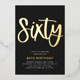 Gold Foil 60th Birthday Invitation   Zesde Folie Uitnodiging