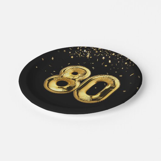 Gold Foil 80-ballonnen en Confetti Paper Bord (Gekanteld)