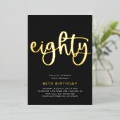 Gold Foil 80th Birthday Invitation | 80 (Debout devant)