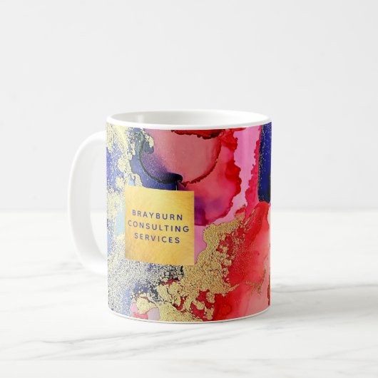 Gold Foil aangepaste tekst Blauw rood Abstract Koffiemok (Voorkant links)