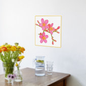 Gold Foil Accent Pink Spring Blossom Print Poster (Laag (Keuken))