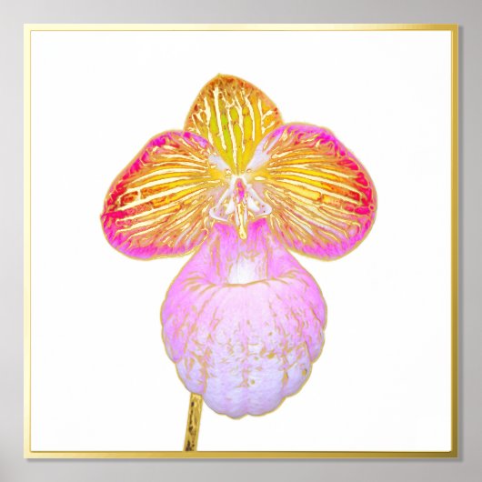 Gold Foil Accent Red Moon Orchid Print (Voorkant)