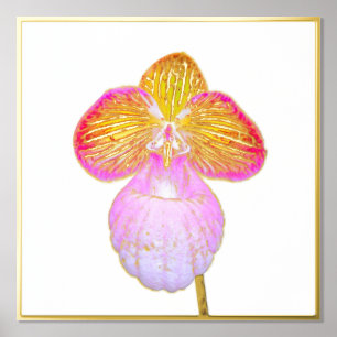 Gold Foil Accent Red Moon Orchid Print