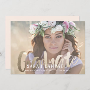 Gold Foil Afstuderen Script Card Kaart