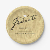 Gold Foil Afstuderen Script Stylish Graduparty Papieren Bordje (Voorkant)
