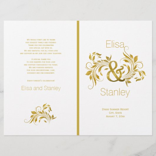 Gold foil ampersand scroll leaf bruiloft (Voorkant)