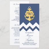 Gold Foil Ancre Marine Programmes de mariage nauti (Devant / Derrière)