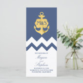 Gold Foil Ancre Marine Programmes de mariage nauti (Debout devant)