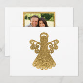 Gold Foil Angel Silhouette kerstflat Kaart (Voorkant / Achterkant)