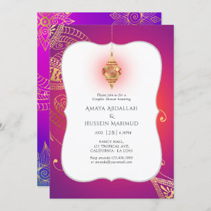 Gold Foil Arabian Bollywood Couples Shower Kaart