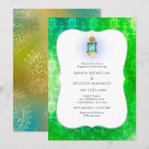 Gold Foil Arabian Bollywood Engagement Party Kaart