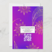 Gold Foil Arabian Bollywood QR Code RSVP Weddensch Kaart (Achterkant)