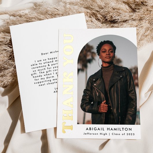 Gold Foil Arch Carte de remerciements de graduatio