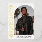 Gold Foil Arch Faire-part de graduation photo (Recto)