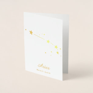 Gold Foil ARIES Zodiac Sign Constellation Folie Kaarten