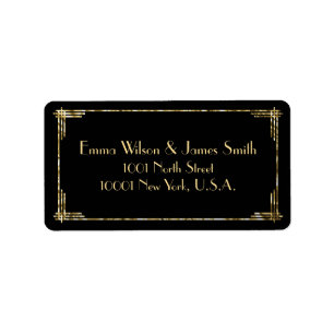 Gold Foil Art Deco Great Gatsby Adresetiketten Etiket