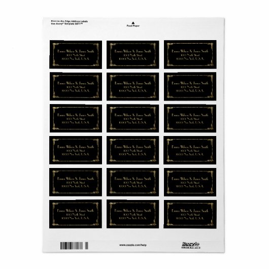 Gold Foil Art Deco Great Gatsby Adresetiketten Etiket (Full Sheet)